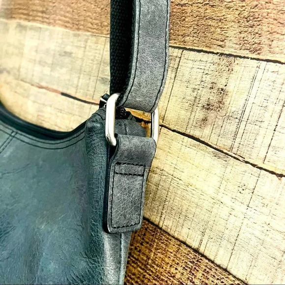 NWOT Jack George’s Distressed Slate Grey Buffalo Leather Crossbody - Picture 5 of 12